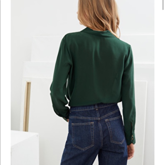 PINK & other stories v-cut silk button up blouse - Picture 7 of 9